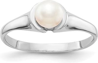 Diamond2Deal 14k White Gold 5mm FW Cultured Pearl Ring