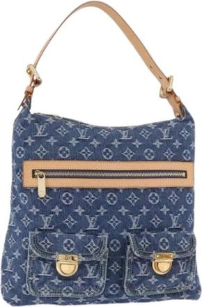Louis Vuitton Pre-owned Vintage Monogram Denim Shoulder Bag - Dames - Vintage Schoudertas - Blauw - ONE Size - Denim - Vintage