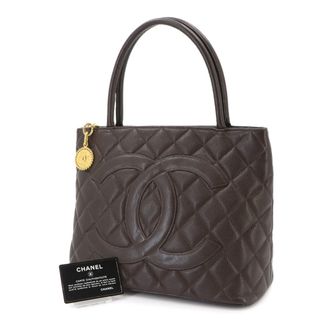 Chanel Dark Brown Grained Calfskin Handbag Tote Bag (Pre-Owned)