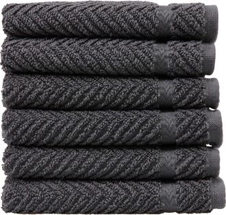 Linum Home Textiles Grey Herringbone Washcloths - Set of 6 at Nordstrom Rack