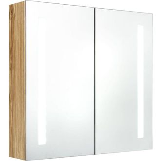 vidaXL Armario De Ba&ntilde;o Con Espejo Y Led Color Roble 62x14x60 Cm Vidaxl