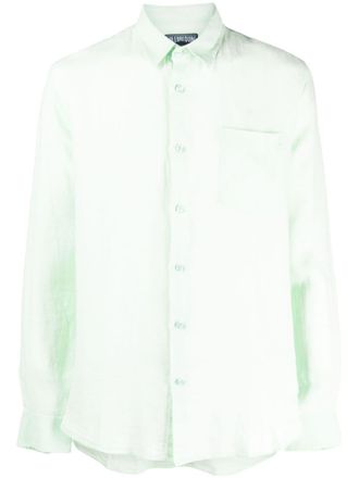 Vilebrequin Caroubis long-sleeved linen shirt - Green