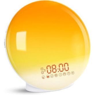 OEM Despertador Con Simulaci&oacute;n De Amanecer Y Atardecer, 2 Alarmas, 7 Sonidos Naturales, Radio Fm Y Funci&oacute;n Snooze Para Adultos Y Ni&ntilde;os