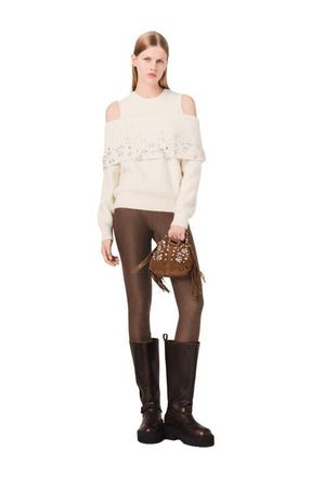Maje Off-the-shoulder sweater in Ecru at Nordstrom, Size X-Small