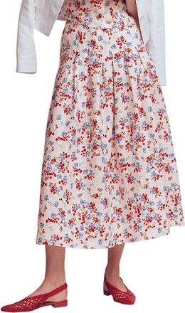 Boden Valentina Linen Midi Skirt in Ivory, Bloom Scatter at Nordstrom, Size 12