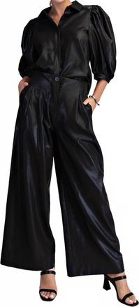 Glam High Waist Wide Leg Pants In Black