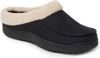 Dearfoams Microsuede Faux Shearling Slipper in Black at Nordstrom Rack, Size X-Large