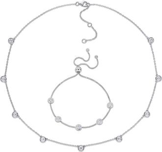 Delmar Dew Lab Created Moissanite Station Necklace & Bracelet Set in Silver at Nordstrom Rack