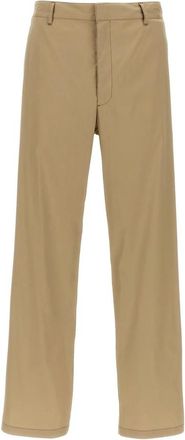 Prada Broeken, Heren, Beige, L, Katoen, Katoenmix Popeline Rechte Broek