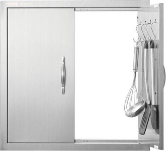 OEM Grill-zugangst&uuml;r, 610 X 610 Mm, Doppelte Au&szlig;enk&uuml;chent&uuml;r, Fl&auml;chenb&uuml;ndig Montierte Edelstahlt&uuml;r, Doppelwandige Vertikale T&uuml;r Mit Griffen Und Haken, F&uuml;r 