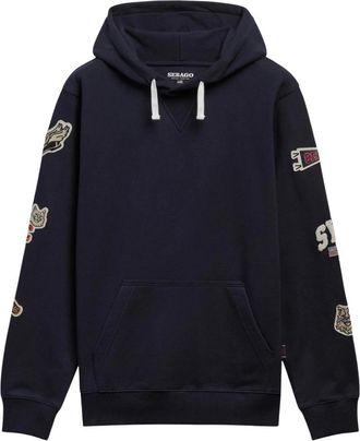 Sebago Bowline Evo Patch Hoodie - Heren - Sweatshirts & Hoodies - Blauw - Maat: XL Katoen