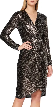 Gina Bacconi Womens Sequin Wrap Dress Cocktail, Brown/Gold, 20