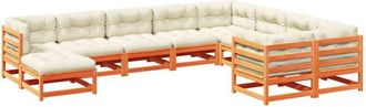vidaXL Juego Sof&aacute;s Jard&iacute;n 10 Pzas Con Conjines Madera Pino Marr&oacute;n Cera Vidaxl