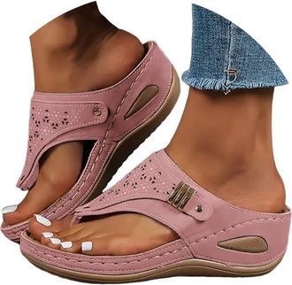 Generic Wedge Flip Flops for Women Summer Wide Fit Flat Sandals with Arch Support Lightweight Anti-Slip Walking Sandals Comfortable Casual Outdoor Non-Slip Be