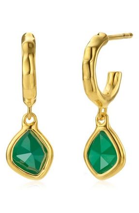 Monica Vinader Siren Mini Nugget Drop Earrings in Yellow Gold/Green Onyx at Nordstrom