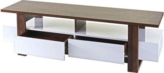 Hhg Estanter&iacute;a Tv Hhg-096, Mesa Tv Mueble Bajo, Estructura 3d Aspecto Nogal Alto Brillo 46x150x45cm