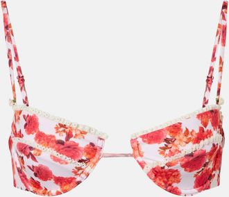 Bananhot Faith floral lace-trimmed bikini top