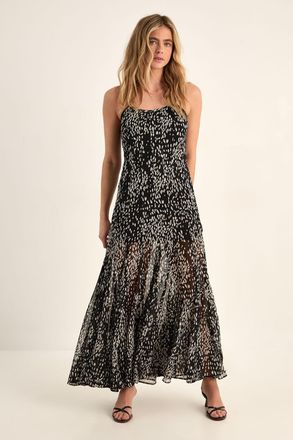 NASTY GAL Womens Spot Godet Hem Strappy Maxi Dress - Black - Size 10 UK