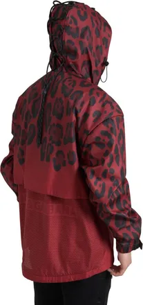 Dolce & Gabbana Mens Red Leopard Hooded Rain Coat Jacket Cotton Clothing