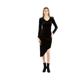 Patrizia Pepe Sleek Dress - Dames - Feestkleedjes - Zwart - XS - Polyester - Kleedjes