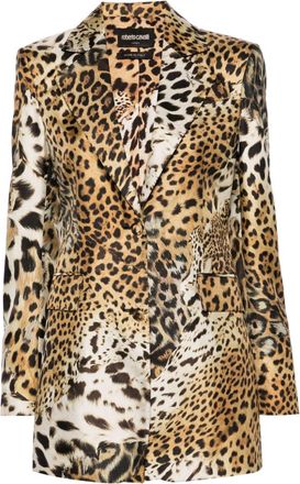 Roberto Cavalli Jaguar Skin-print silk blazer - women - Silk - 40 - Neutrals