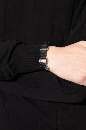 Alexander McQueen Leather Bracelet, Mens, Black