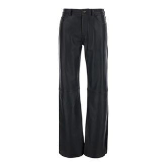 Mauro Grifoni Broeken - Dames - Leren Broeken - Zwart - XS - Broeken