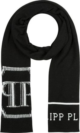 Philipp Plein Lang Jacquard Sjaal Danny - unisex - Wintersjaals - Zwart - ONE Size - Wol - Accessoires