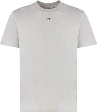 Off-white T-shirt met ronde hals - Heren - T-shirts - Grijs - S - Katoen - Tops