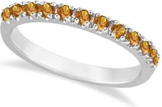 Allurez Citrine Stackable Band Anniversary Ring Guard 14k White Gold (0.38ct)