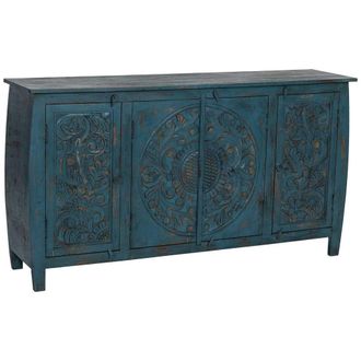 Wanderlust Deco Aparador De Madera Azul 165x40x90h Cm