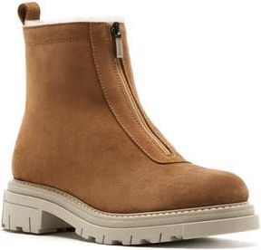 La Canadienne Delta Genuine Shearling Lined City Dry Waterproof Bootie in Toffee Suede at Nordstrom Rack, Size 9