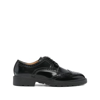 Bally Laced Shoes, male, Black, 9 UK, Black Leather Brogue Lace-up Shoes