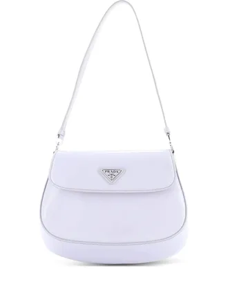 Prada Cleo Flap Shoulder Bag Spazzolato Leather Small hobo bag - women - Calf Leather/Leather - One Size - Grey