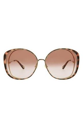 Chlo&eacute; Novelty 63mm Oversize Round Sunglasses in Gold Gold Orange at Nordstrom Rack