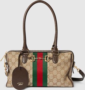 Gucci Borsetto Medium Boston Bag, Beige, GG Canvas