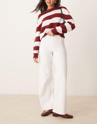 Jacqueline de Yong Iris high waist wide leg jeans in white
