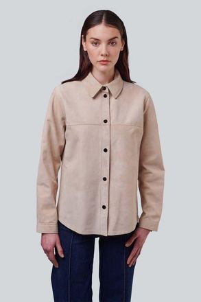 FURNIQ Sabine Suede Shirt in Beige at Nordstrom, Size Xx-Large