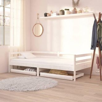 vidaXL vidaXL Cassetti per Divano Letto 2 pz in Legno Massello di Pino Bianco