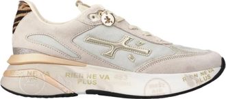 Premiata Su&egrave;de Veterschoenen Logo - Dames - Sneakers - Beige - 41 EU - Su&egrave;de - Schoenen
