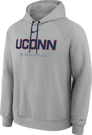 Nike Connecticut Huskies Nike Mens NCAA Basketball Coaches Pullover Hoodie in Grey | IM3048-063