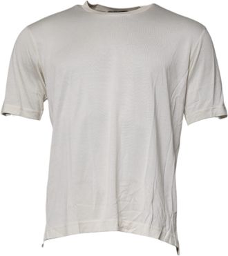 Dolce & Gabbana Off White Silk Crew Neck Short Sleeve Mens T-shirt (Pre-Owned)