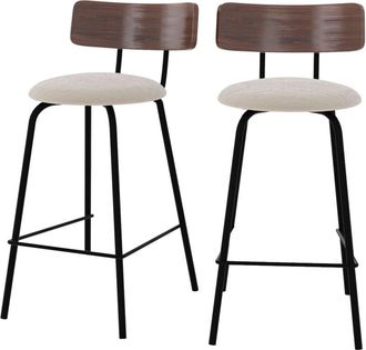 Rendez-Vous Déco Rendez-vous Déco - Set de 2 sillas de bar de tela beige 64cm - Alize