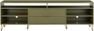 Manhattan Comfort Dumbo 85in Mid-Century Modern TV Stand with 6 Shelves & 2 Drawers