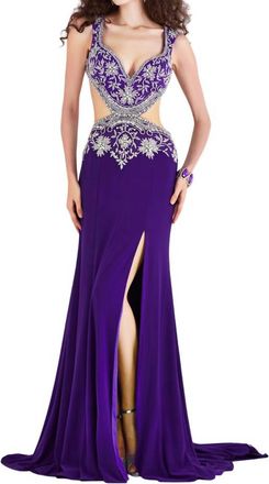 Angela & Alison Sparkling Prom Dress In Majestic Purple