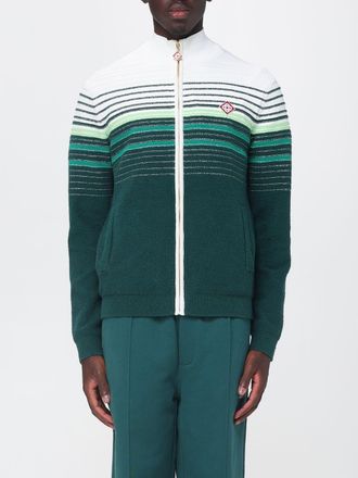Casablanca Cardigan a righe in misto cotone con collo a dolcevita e zip