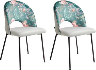 Beliani Beliani - Conjunto De 2 Sillas De Comedor De Terciopelo Verde Menta Negro Covelo
