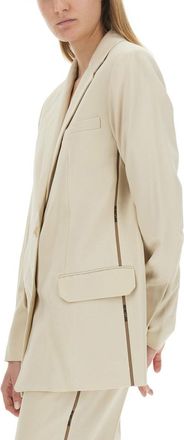 Helmut Lang Logo-Embellished Virgin Wool Blazer - Ivory