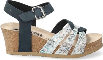 Mephisto Blauwe damessandaal met klittenbandsluiting - Dames - Sleehakken - Veelkleurig - 41 EU - Schoenen