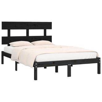 Berkfield Home Beautiful Bed Frame Black Solid Wood 200x200 cm